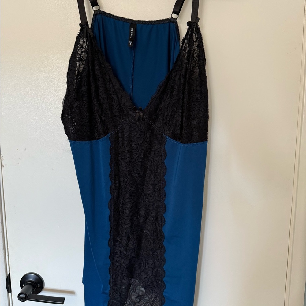 Torrid Black and Blue Lace Chemise